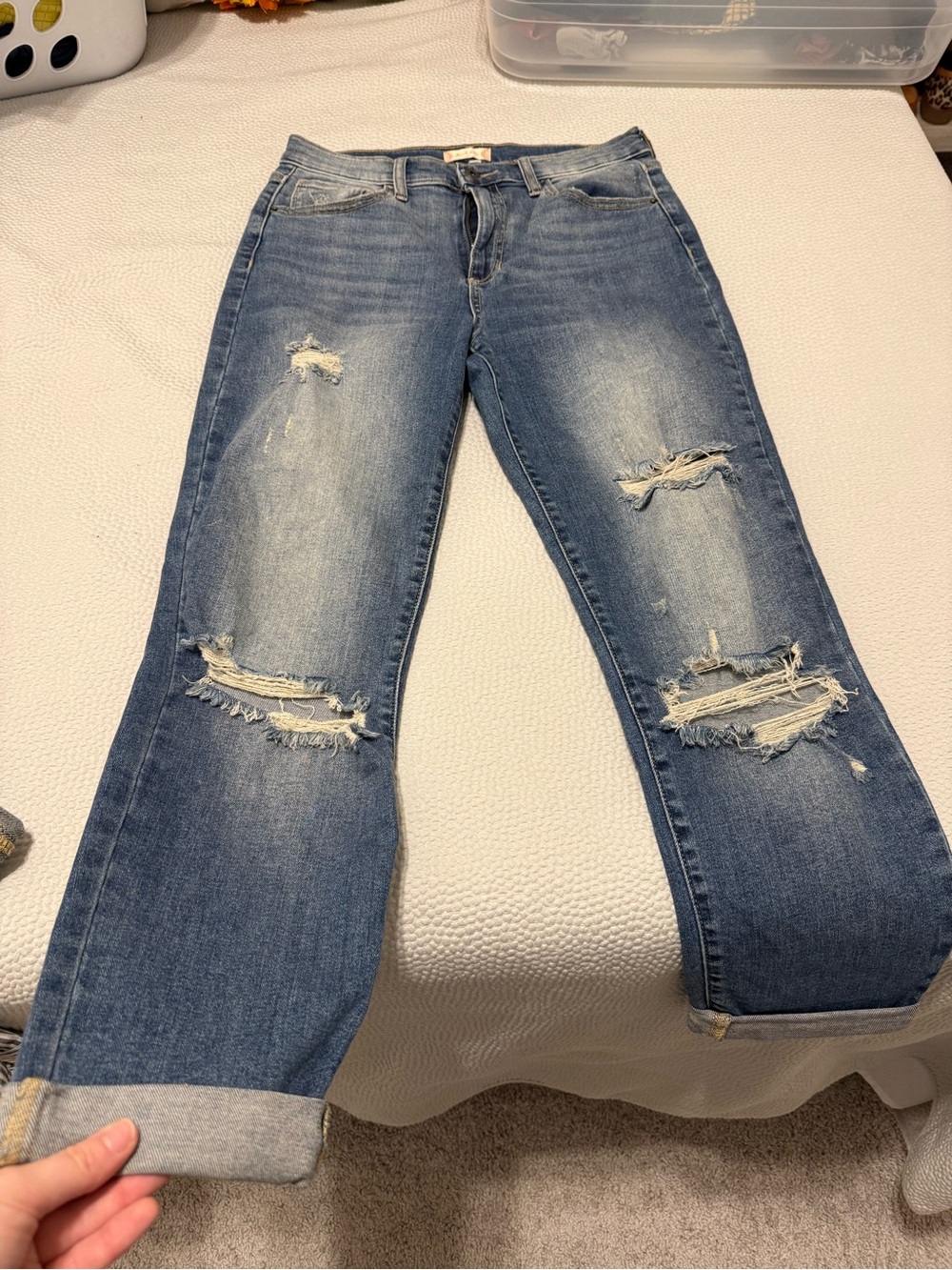 Altar’d State Distressed Mid-Blue Women’s Ripped Jeans